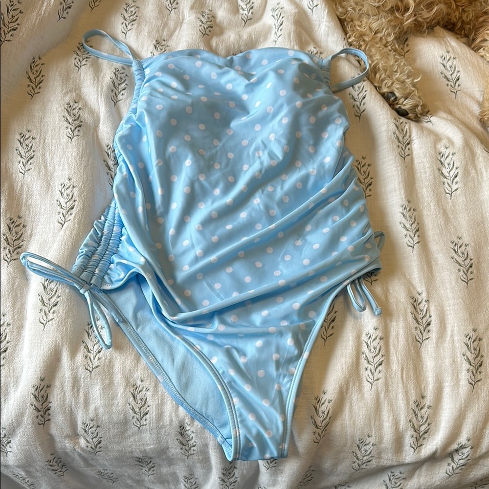 Wild Fable Light Blue Polka Dot One Piece Swimsuit